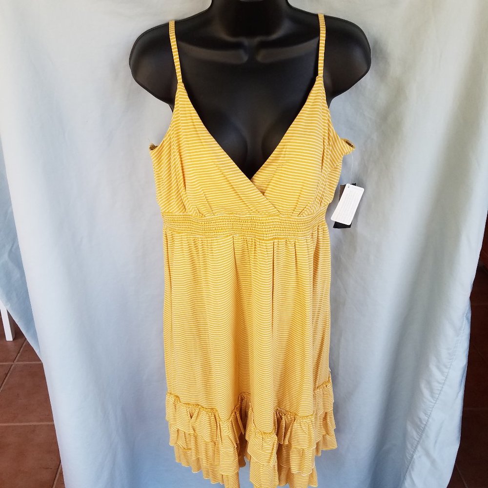 NWT INC Size XL Gold Spaghetti Strap Modal Carnival Dress